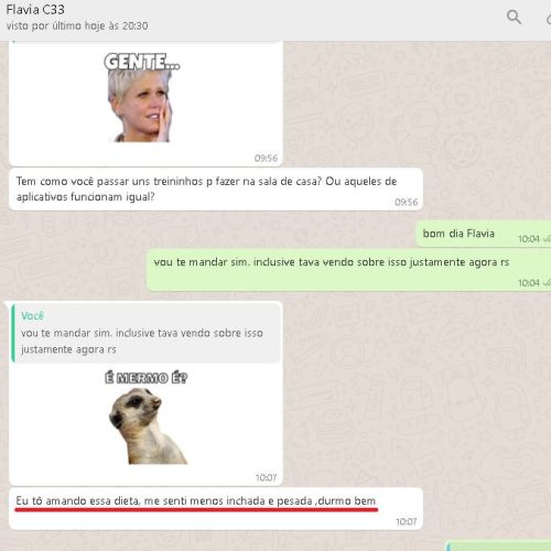 "Eu to amando essa dieta, me senti menos inchada e durmo bem" Flavia