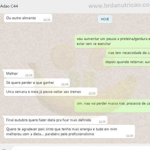 "Quero te agradecer pois sinto que tenho mais energia e tudo em mim melhorou com a dieta..." Adão