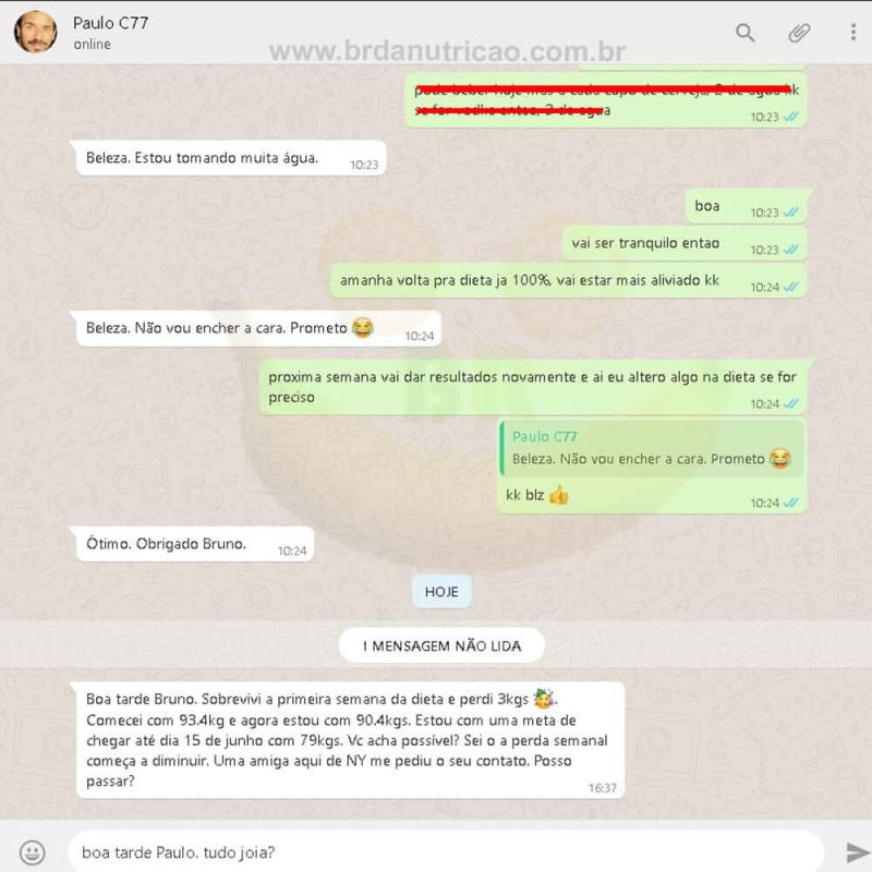 "Comecei com 93,4kg e agora estou com 90,4kg" -3kg Paulo