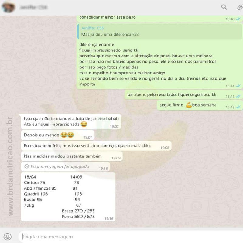 "Estou bem feliz ... nas medidas mudou bastante também" -3kg Jeniffer